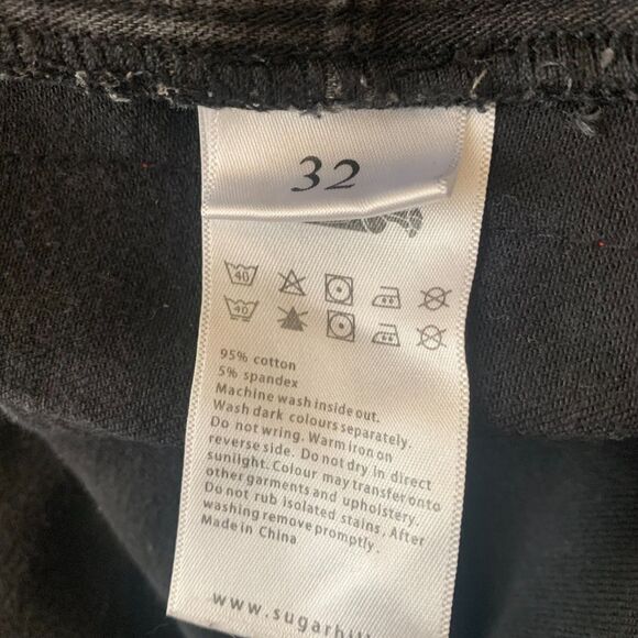 Sugarhill Malice Skinny Jeans Destroyed Black Red Hip Hop Grunge Dark 32x32 - Picture 13 of 16